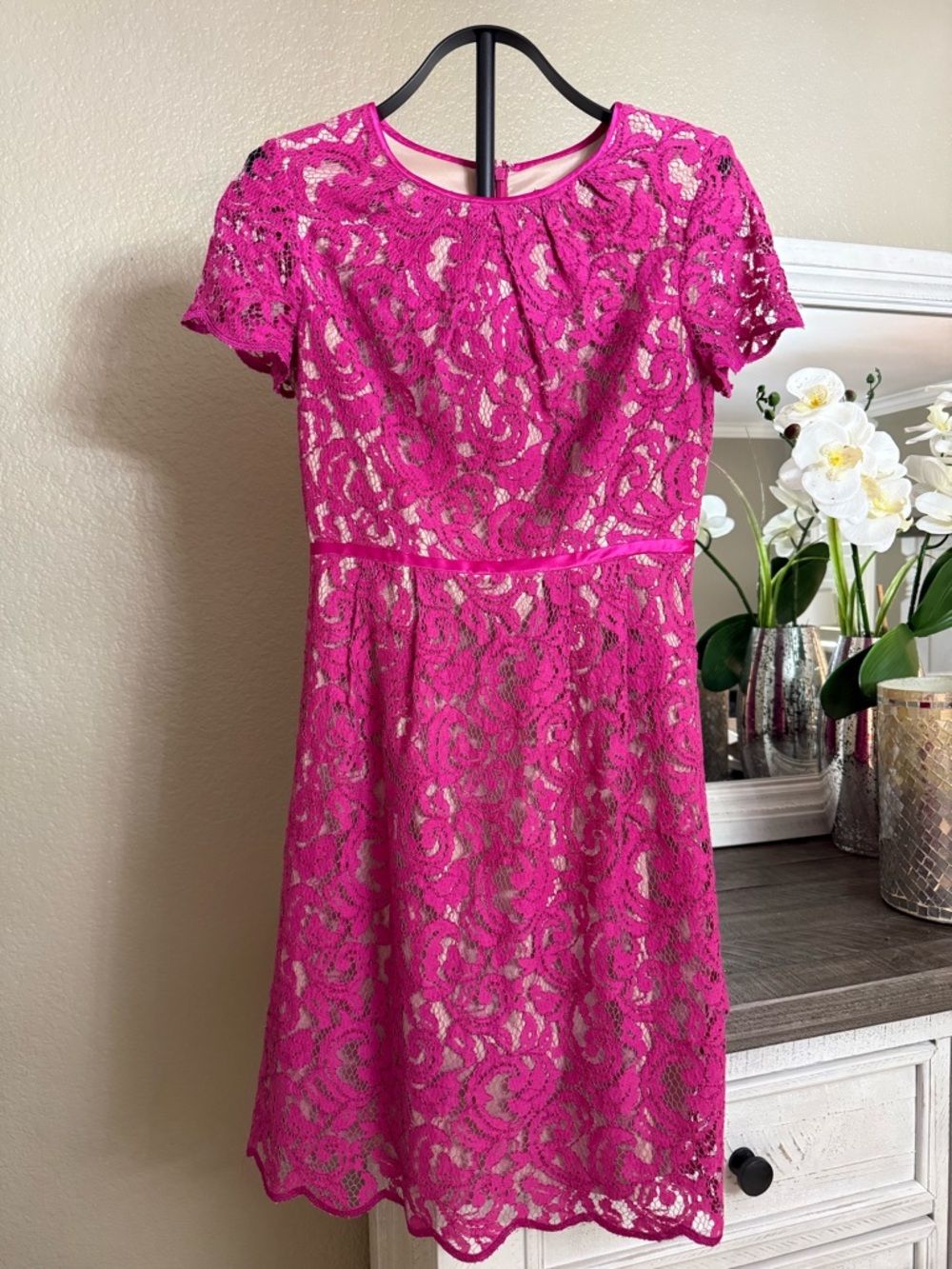 Adrianna Papell Fuchsia Lace Dress - Picture 2 of 8
